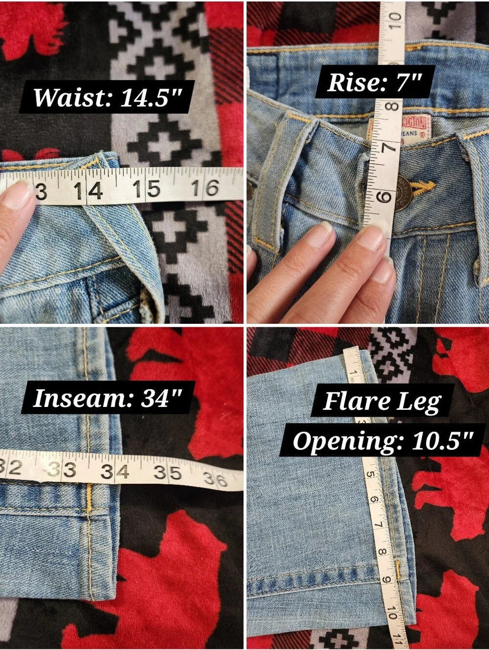 Ultra RARE True Religion Y2K Caroline Flare Jeans Rare Mermaid Patch Size 26 - Picture 10 of 10